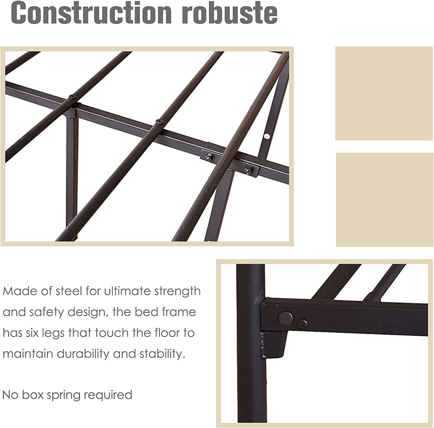 Aufank  Classic Metal Canopy Bed Frame, Easy Assembly Black Queen