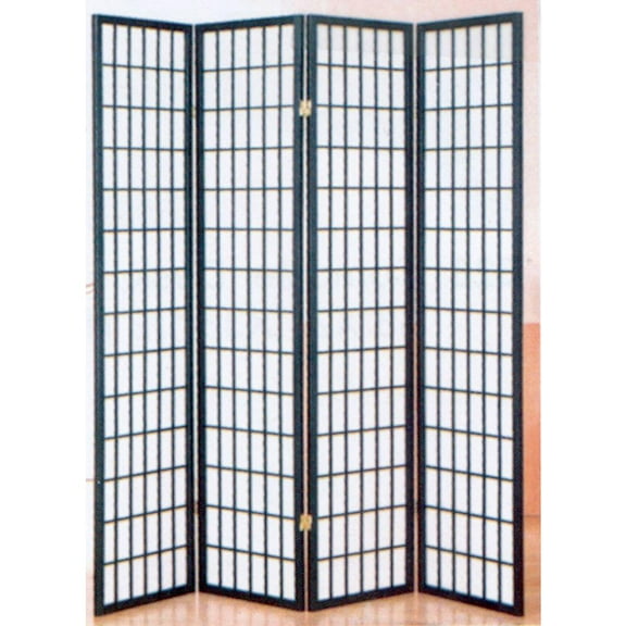 ORE International 70" 4-Panel Wood Screen Room Divider in Black