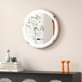 thumbnail image 2 of Gymax Round Led Bathroom Mirror w/ 3 Color LED Lights Time & Temperature Display Silver & White, 2 of 10