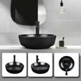 thumbnail image 3 of FULLWATT Wall Mounted Bathroom Vanity Set with Mirror Storage Shelf, PVC Sheet Natural Cabinet with Black Side Panels (Cabinet + Sink), 3 of 10