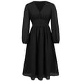 thumbnail image 6 of Wancir Womens Casual Long Sleeve Fall Dresses 2024 V Neck Ruffle Tiered A Line Flowy Wedding Guest Dress Boho Dress, 6 of 6