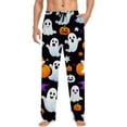 thumbnail image 6 of SJLDQY Mens Halloween Pajamas Pants Wide Leg Pjs Trousers for Men Hallowmas Pumpkin Ghost Elastic Waist Homewear Loungewear With Pocket, 6 of 6
