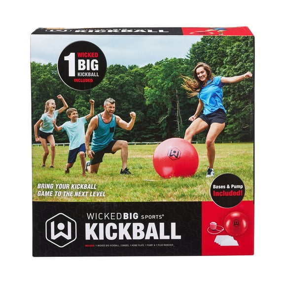 Wicked Big Sports: Oversized 20" Kickball - Red - Giant Inflatable Ball, Bases, Home Plate & Pump Included, Yard Games & Sports, Outdoor Activity