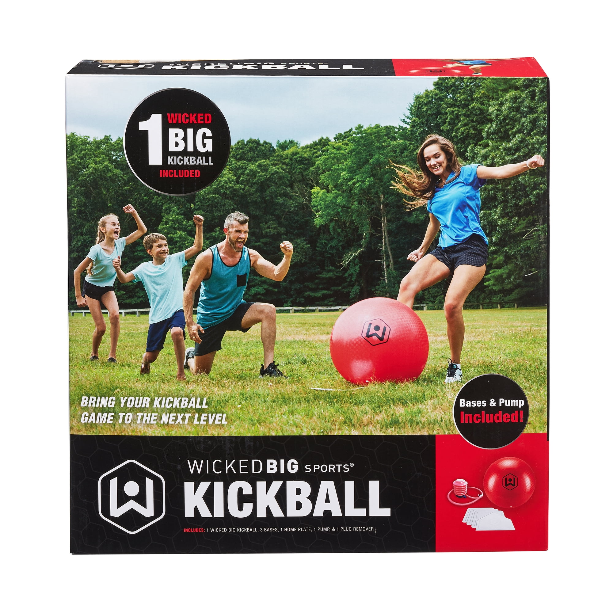 Wicked Big Sports: Oversized 20" Kickball - Red - Giant Inflatable Ball, Bases, Home Plate & Pump Included, Yard Games & Sports, Outdoor Activity