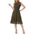 thumbnail image 2 of INSPIRE CHIC Women's Chiffon Dress Sleeveless Smocked Waist Gilding Metallic Stars Party Dress S Army Green, 2 of 6