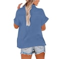 thumbnail image 5 of Women's Long Sleeve T-shirt Women'S Convertible Linen Shirt - 7-Way Wear Long Sleeve Top,Blue Women's Long sleeve T-shirt 3XL, 5 of 7