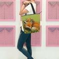 thumbnail image 6 of Zipper canvas bag large capacity large size practical handbag durable Canvas with leather material Big and Little Fox, 6 of 7