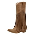 thumbnail image 3 of Rokment Womens Winter Fall Long Fringe Wide Mid Calf Western Cowboy Boots Bohemian Tassel Knee High Western Cowgirl Boots, 3 of 4