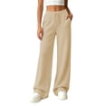 thumbnail image 2 of Dxzfnsa Women's Wide Leg Sweatpants Casual Solid Color Straight Leg Sweat Pants Womens Soft Drawstring Elastic Pants with Pockets, 2 of 6