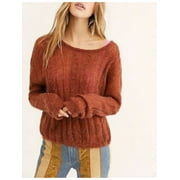FREE PEOPLE Womens Brown Long Sleeve Scoop Neck Sweater XS