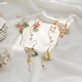 thumbnail image 6 of Soumake 1 Pair Women Earrings Fan Crane Asymmetry Jewelry Animal Pendant Faux Pearl Painted Hook Earrings for Dating, 6 of 8