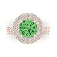 thumbnail image 2 of 2.68 ct Brilliant Round Cut Green Zircon 18K Rose Gold Halo Solitaire with Accents Engagement Bridal Wedding Ring Band Set size 10.25, 2 of 7
