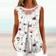 thumbnail image 1 of ICHUANYI Clearance Women Fashion Summer Sexy Fold Printed Regular Lace Sleeveless V Neck Button Top(Gray, L) ICHUANYI WER2023080700644, 1 of 5
