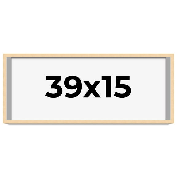 39x15 Frame Natural Wood Picture Frame | 0.75 Inch Moulding Width | with UV Acrylic Plexiglass,