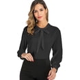 thumbnail image 1 of LELINTA Women Lantern Long Sleeve Chiffon Shirt Tops Blouse OL Work Lady Career Suit Top Solid Color Tie Blouse Tops, Black/ White/ Wine Red, M-3XL, 1 of 8