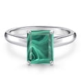 thumbnail image 3 of Gem Stone King 10K White Gold Green Malachite Engagement Ring for Women | 3.50 Cttw | Emerald Cut 9X7MM | Gemstone Birthstone | Size 7, 3 of 6