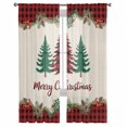 thumbnail image 2 of Red Plaid Christmas Sheer Curtains 96 Inches Long, Xmas Tree Vintage Winter Rustic Light Filtering Window Curtains for Living Room/Bedroom, Rod Pocket Voile Sheer Drapes, 52"W x 96"L, 2 Panels, 2 of 9
