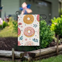 Yayeee Garden Flag 12" x 18" Double Sided Outdoor Yard Lawn Holiday Decorations, Pink Donut