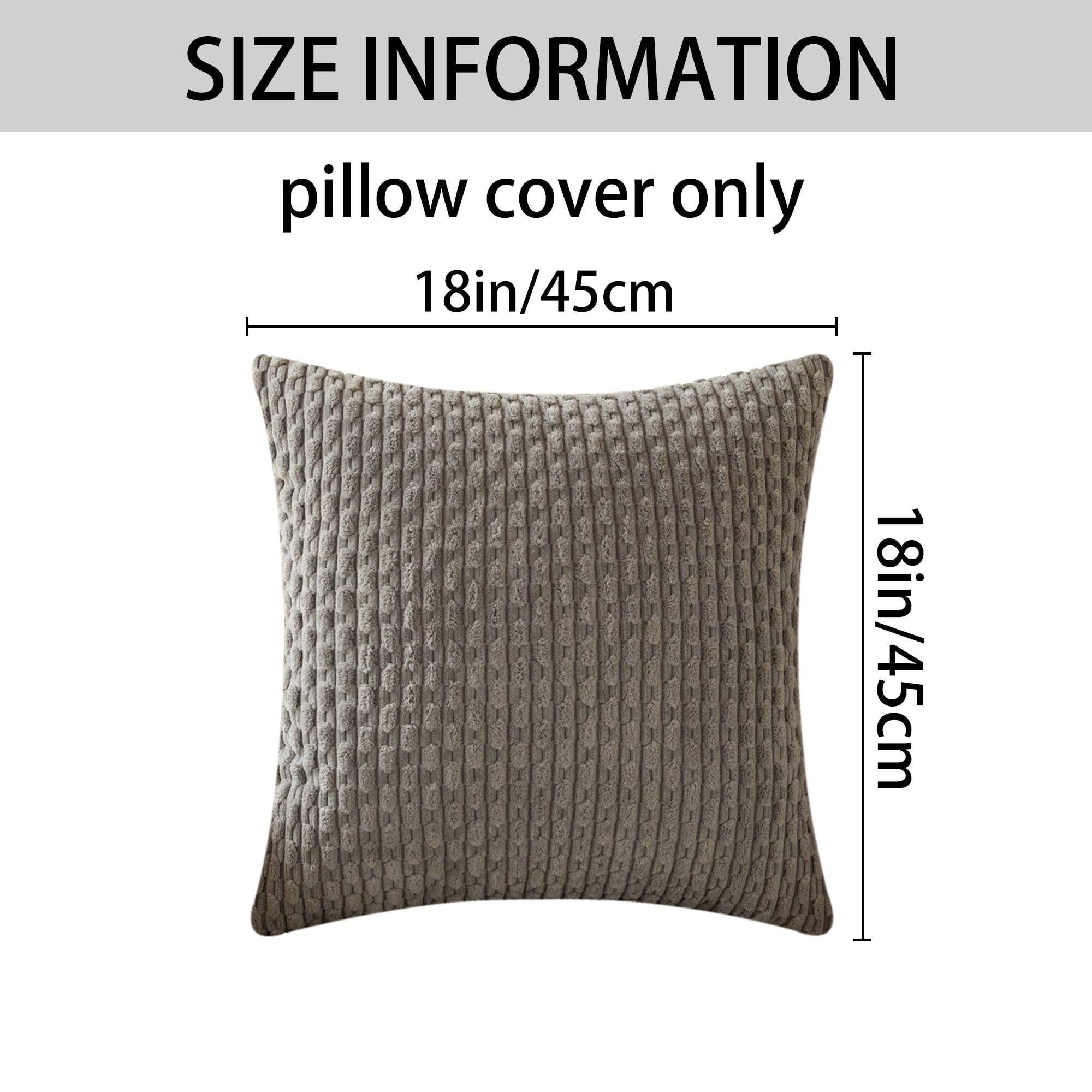 REGALWOVEN Decorative Throw Pillow Covers Pack of 2 for Couch Bed Sofa Home Decor Soft Corduroy Cushion Pillow Cases Grey 18" x 18"