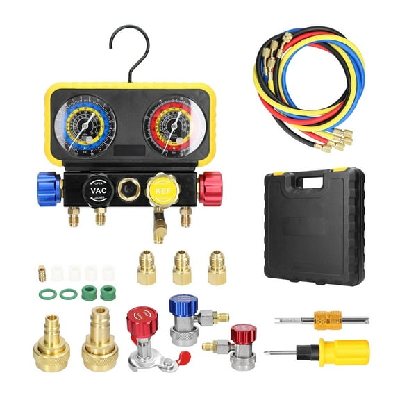 Dual Gauges Air Conditioner Refrigerant Refilling Set Pressure Adjustable Refrigeration Maintenance Equipment Kit ,Accurately Measure
