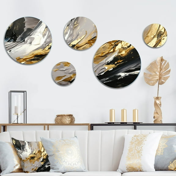 Designart "Mystery Awakening VI" Abstract Painting Metal Wall Art Set of 5 Piece