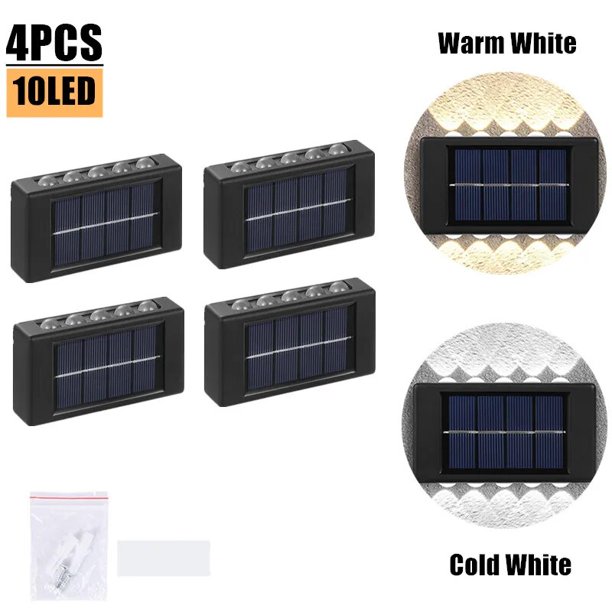 Lámpara Solar de pared para exteriores, luces LED impermeables para decoración de jardín, balcón, patio, calle, iluminación hacia arriba y hacia abajo, 1 a 16 piezas