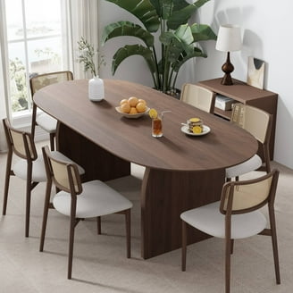 Oak Cinna 46 Round Dining Table - Wood Table - Walnut Finish