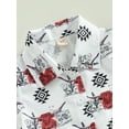 thumbnail image 6 of Toddler Baby Boy Western Outfit 1Y 2Y 3Y 4Y 5Y 6Y Cow Print Short Sleeve Button Down Shirt Top Solid Shorts Set Gentleman Suit, 6 of 9