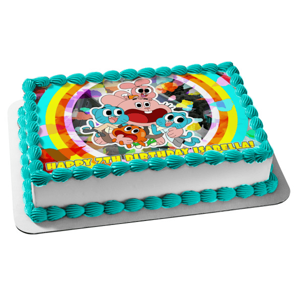 The Amazing World of Gumball Darwin Anais Richard Nicole Colorful Background Edible Cake Topper Image ABPID21978 - Walmart.com