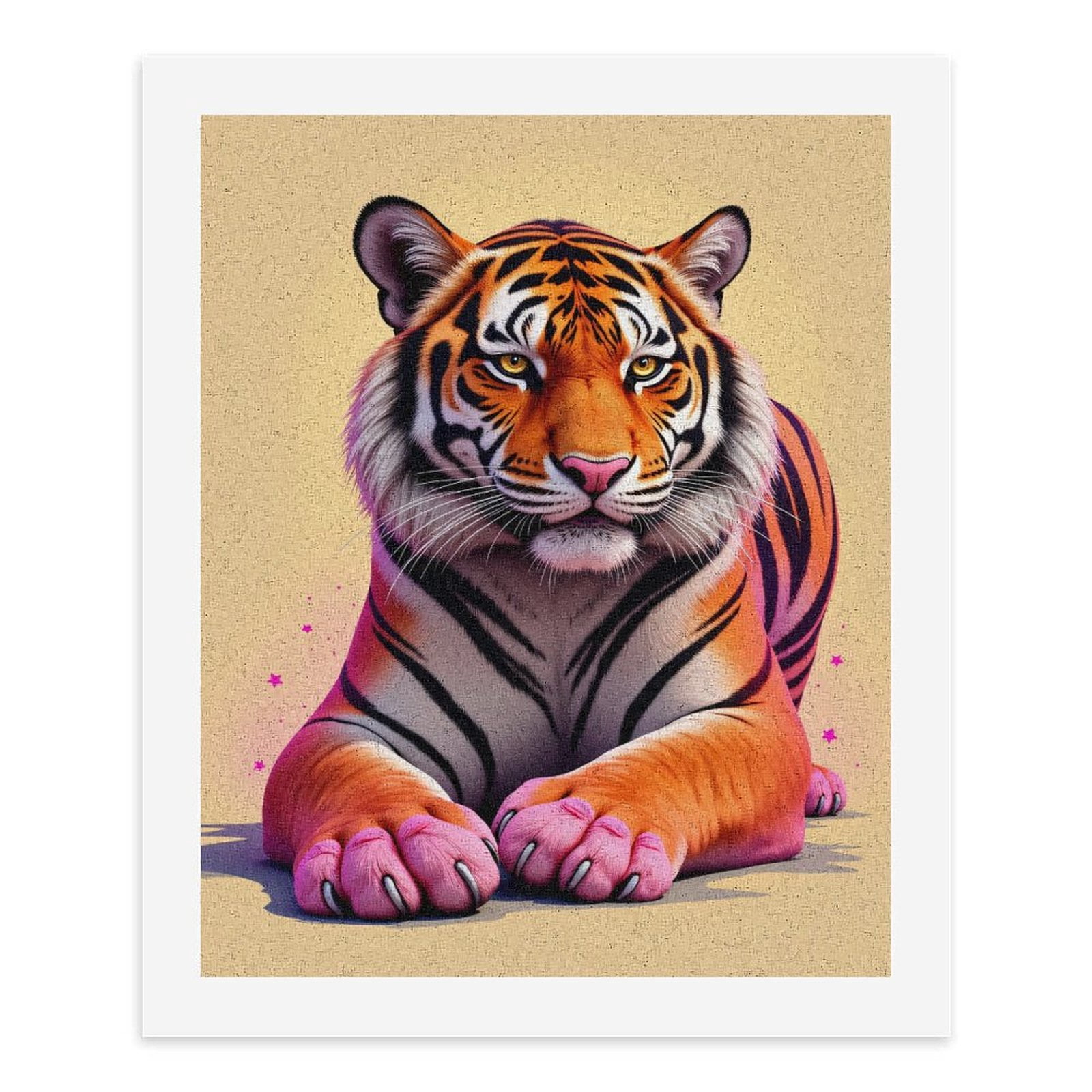 Paint by Numbers Kit for Adults, Majestic Tiger Pink Paws Fantasy Paint by Numbers, Easy Paint by Numbers Kit for Adults Beginner, DIY Adult Paint by Number Kits on Canvas, 12x16in Home Decor