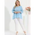 thumbnail image 3 of Unique Bargains Blouse à Encolure en V Fendue à Manches 3/4 pour Femme Grande Taille, 3 of 6