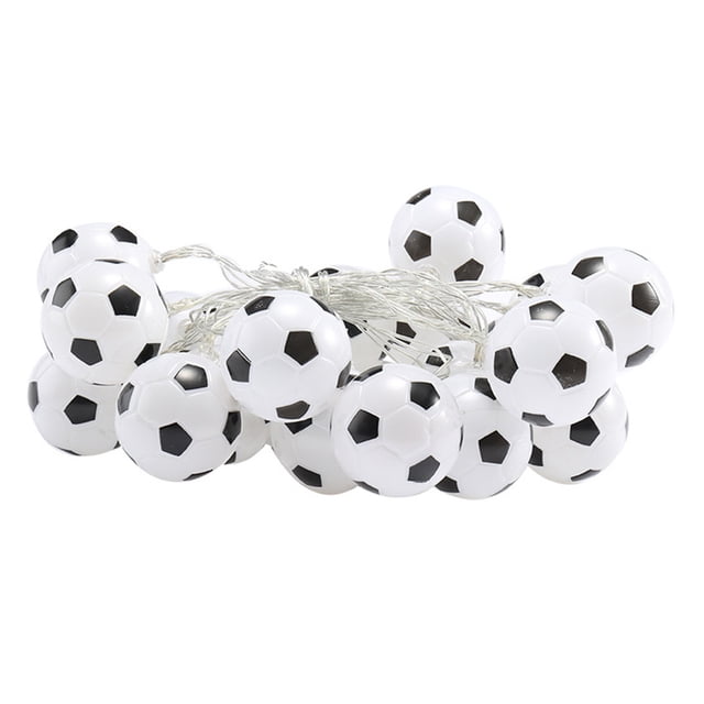 KAKOWELY Guirnalda de luces LED con forma de balón de fútbol, divertida y encantadora decoración para celebraciones, fiestas, dormitorios y cumpleaños (3 m, 20 LED, funciona con pilas)