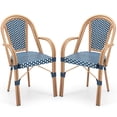 thumbnail image 7 of Gymax Outdoor French Bistro Chairs 2 PCS w/ Armrests Galvanized Metal Frame Blue & White, 7 of 7