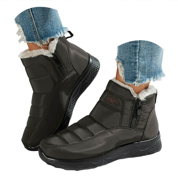 YLYL Winter Snow Boots for Women Men Wide Width Warm Fur Lined Anti Slip Waterproof Outdoor Ankle Boots
