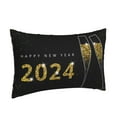 thumbnail image 2 of Naloa Happy New Year 2024 (2) Pillowcase, Throw Pillowcase, Wrinkle-Free, Stain-Resistant with Hidden Zipper for Bedroom Sofa - 20"x30", 2 of 9