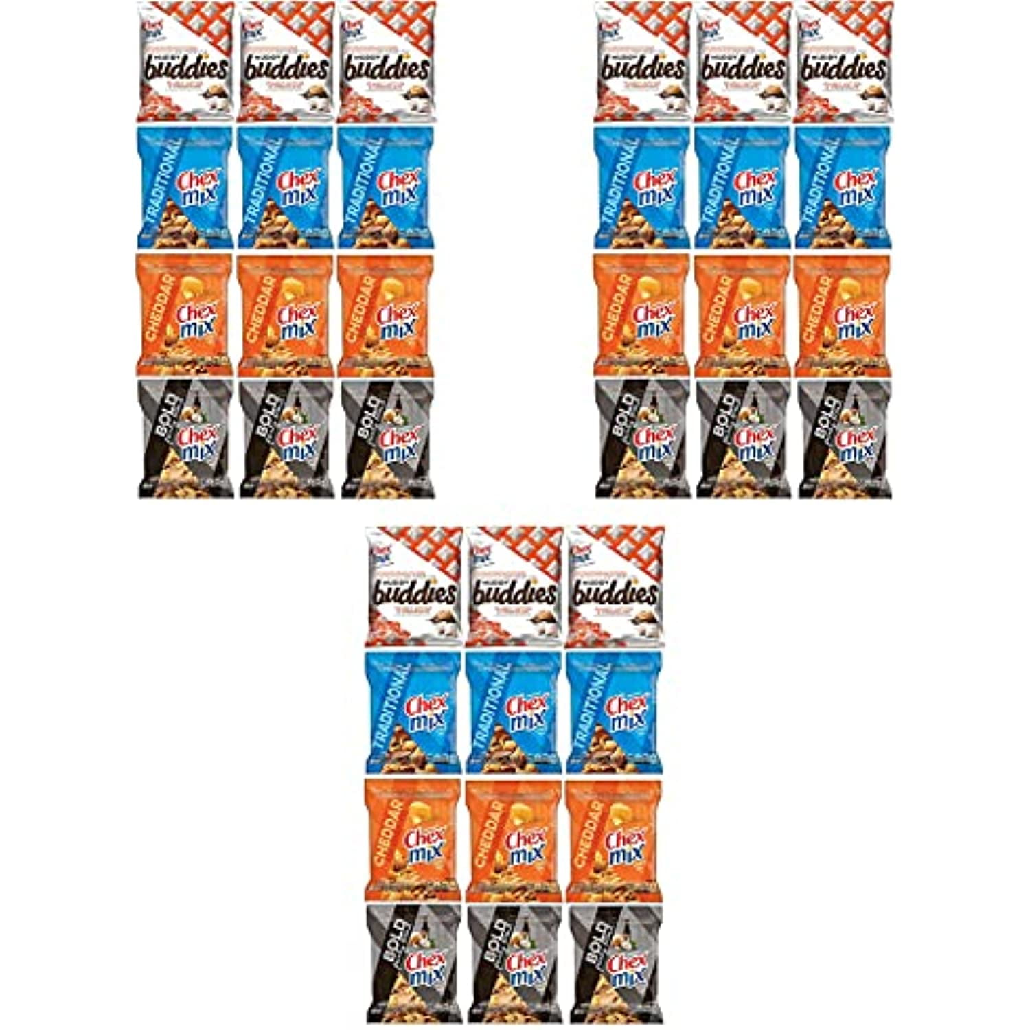 Chex Mix Brand Snacks Variety 12 Pack Assortment Featuring Muddy Buddies, Traditional, Cheddar