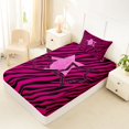 thumbnail image 2 of Manfei Chic Leopard Stars Print Twin Fitted Sheet,Girls Friendly Style Bedding,Pink,2 Pieces, 2 of 4