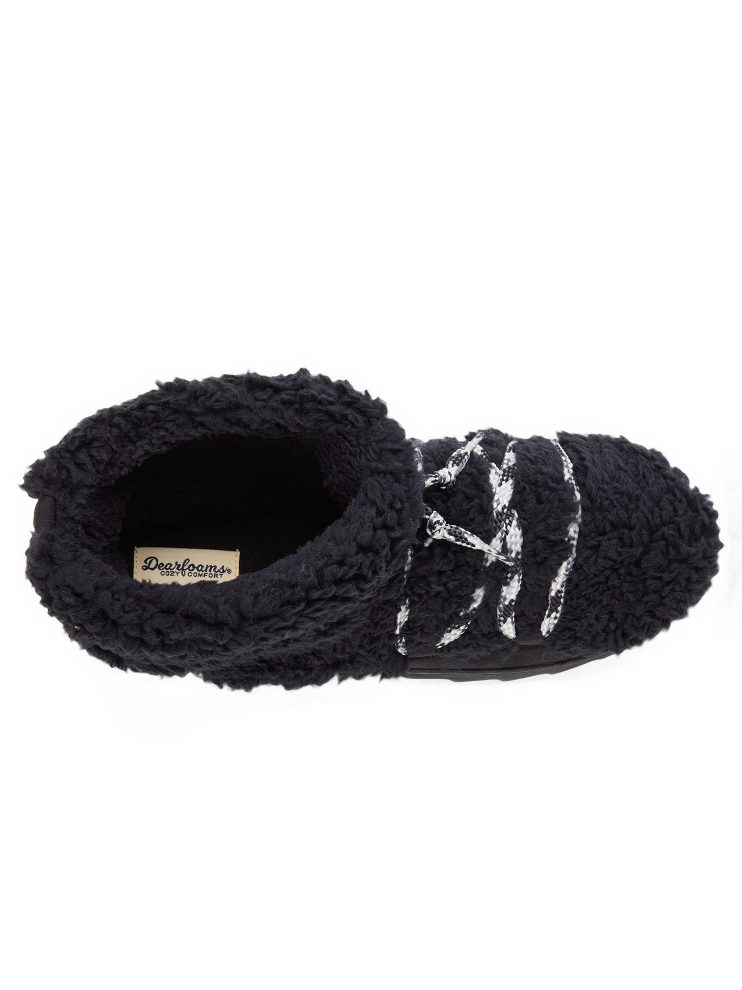 Dearfoams Cozy Comfort Women's Lace Up Teddy Slipper Booties