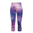 thumbnail image 4 of SCRAWLGOD Mermaid Scales Starry Sky Women's Capri Yoga Pants with Pockets Tummy Control Capri Yoga Leggings Lightweight Squat Proof High Waisted Legging for Workout Cycling, XXL, 4 of 7