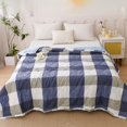 thumbnail image 3 of 1pc Summer Cooler Quilt, Cold Blanket for Sleeping Plaid Style Throw Blanket for Couch Ice Blanket for Hot Sleepers Lightweight Cooling Throw for Summer, Skin Friendly, 55-57In L×39.3In W, Blue, 3 of 8