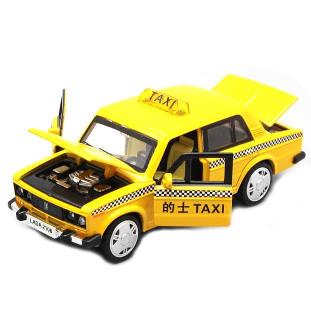 1/32 Alloy Taxi Car Model Pull Back LED Music Table Ornament Kids