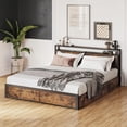 thumbnail image 1 of Base Cama Queen Size, Bluelander con Conectores y Puertos USB, Base de Cama con Almacenamiento, Café, 1 of 5