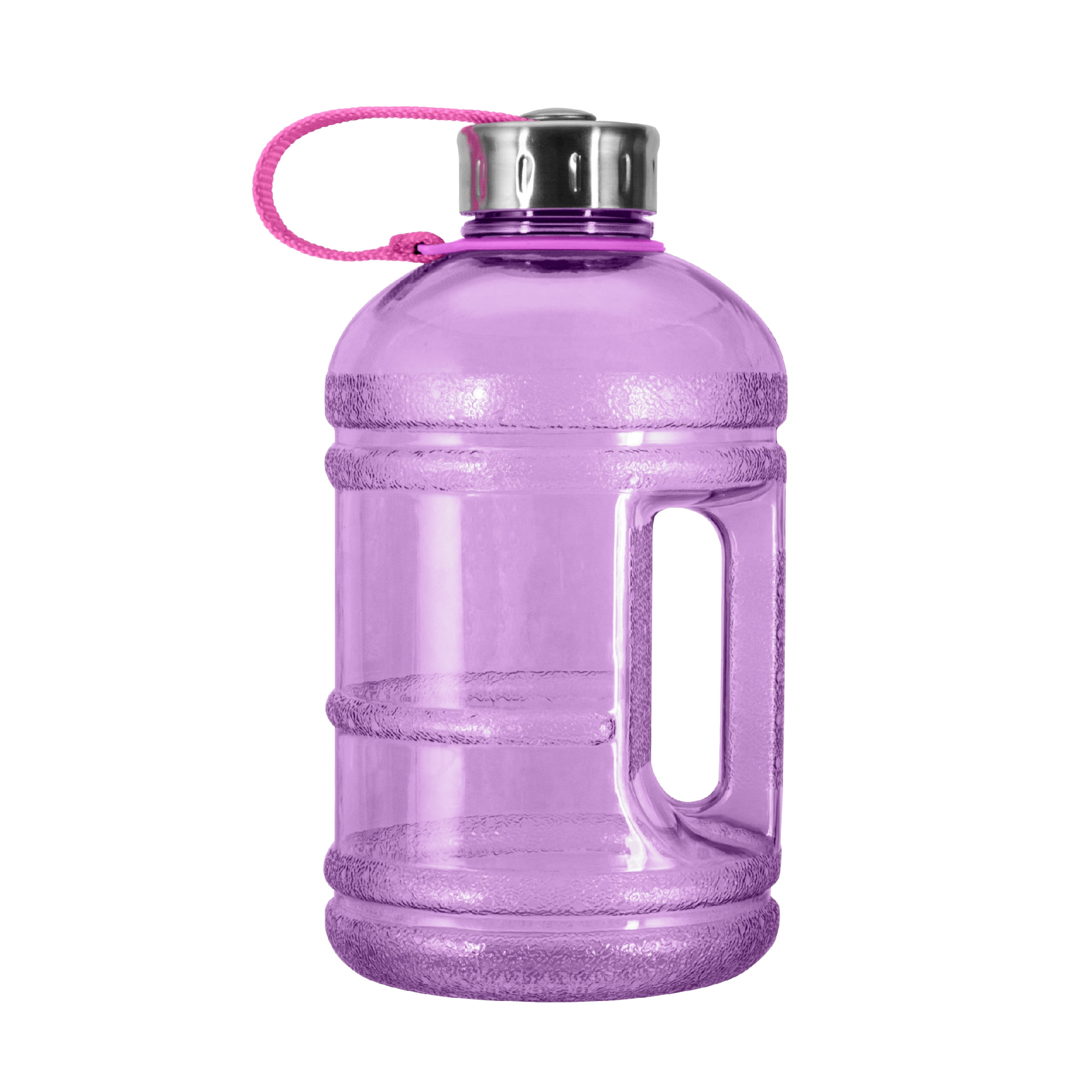 1/2 Gallon (64 oz.) Lead Free Plastic Water Bottle Large Open Mouth 48mm  Steel Cap 