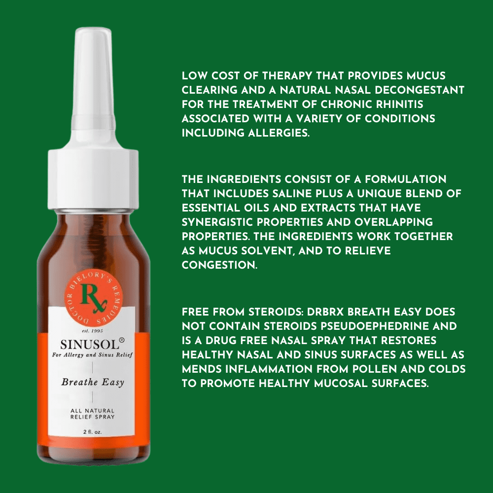 Sinusol Breathe Easy Nasal Spray – Essential Oil Solution for Sinus Relief, Allergy Support, and Congestion Reduction 2oz