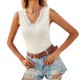 thumbnail image 1 of Blusa sin mangas de verano con cuello en V de encaje para mujer, cómoda, a la moda, para fiesta de viaje y cita diaria, 1 of 6