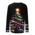 thumbnail image 4 of Pounoo Christmas Long Sleeve Shirts for Women Christmas Tree Crewneck Xmas Graphic Print Sweatshirt Outfit Fitted Comfy Soft Gift, 4 of 5