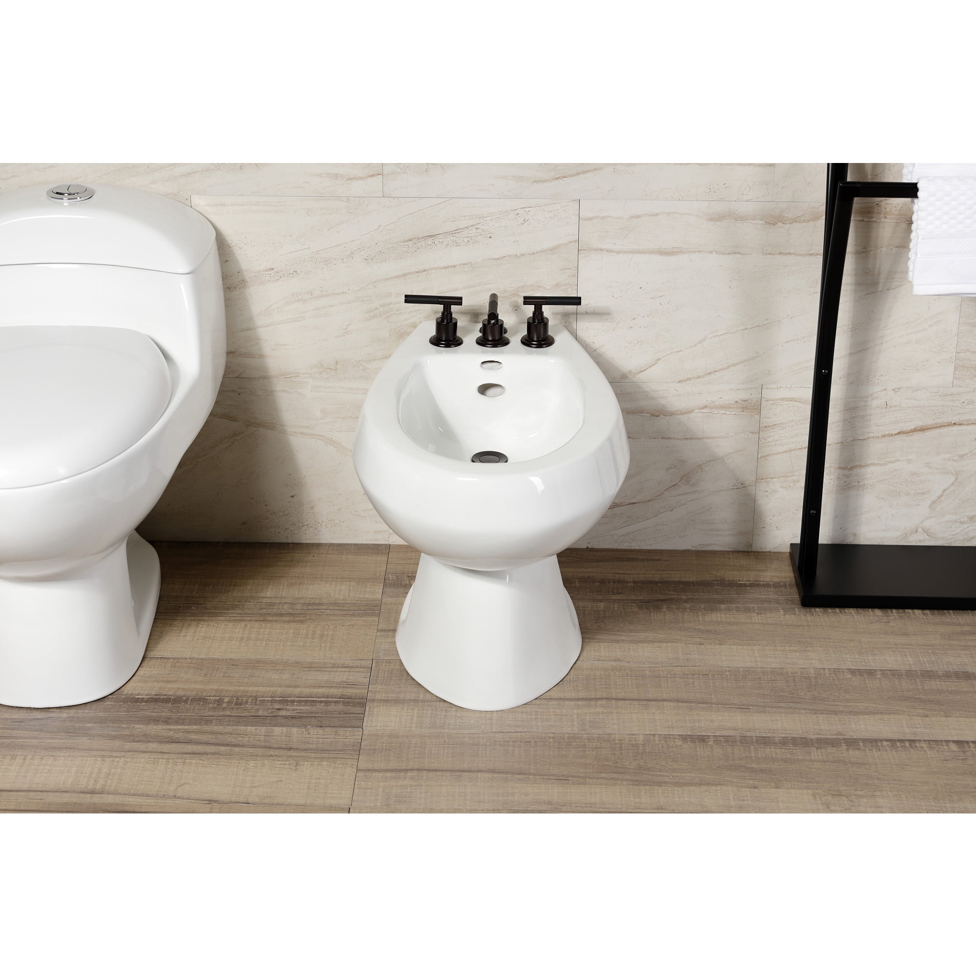 Kingston Brass KB6325CKL Kaiser Three-Handle Bidet Faucet with Brass Pop-Up, Oil Rubbed Bronze