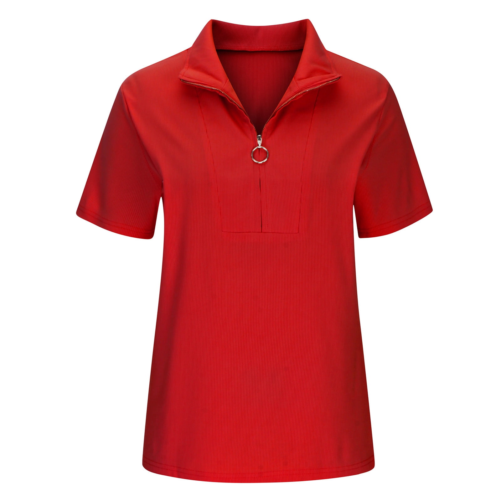 YYDGH Womens Short Sleeve Zip Up Turtleneck Tops High Low