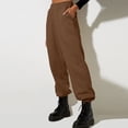 thumbnail image 4 of Petite Sweatpants For Women Trendy Elastic Waist Cinch Bottom Lounge Pant Lightweight Baggy Joggers With Pocket Brown XL, 4 of 7