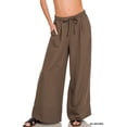 thumbnail image 2 of Zenana Women’s Woven Airflow Drawstring Elastic Waistband Wide-Leg Pants, 2 of 7